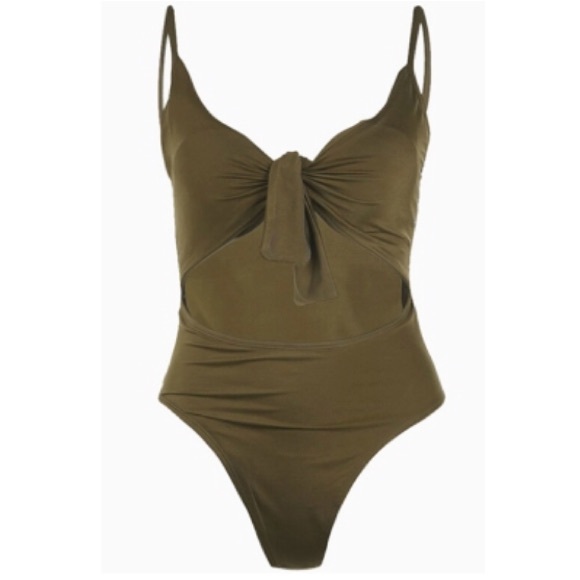 Army Green Monokini Swimsuit - Picture 3 of 5